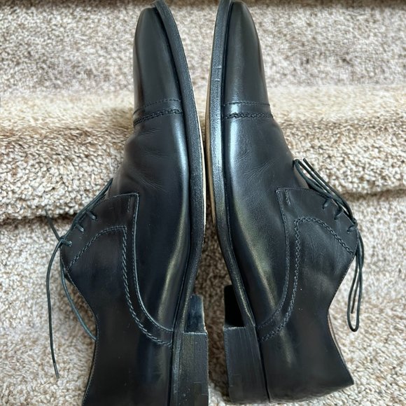 a.testoni Men\'s Black Leather Oxfords Dress Shoes. main image 4